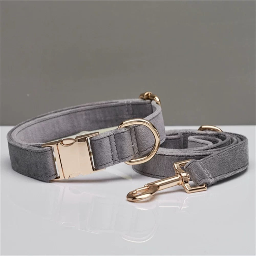 Personalized Dog Collar & Leash Set – Engraved Nameplate, Adjustable Fit, Durable & Comfortable for Small & Medium Dogs